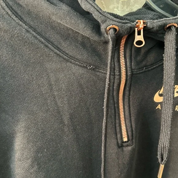 Nike Women's Black and Gold Quarter-Zip Hoodie - Picture 4 of 8